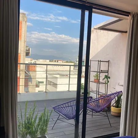 Very Private Bedroom With Private Bathroom And Terrace In Roma Norte